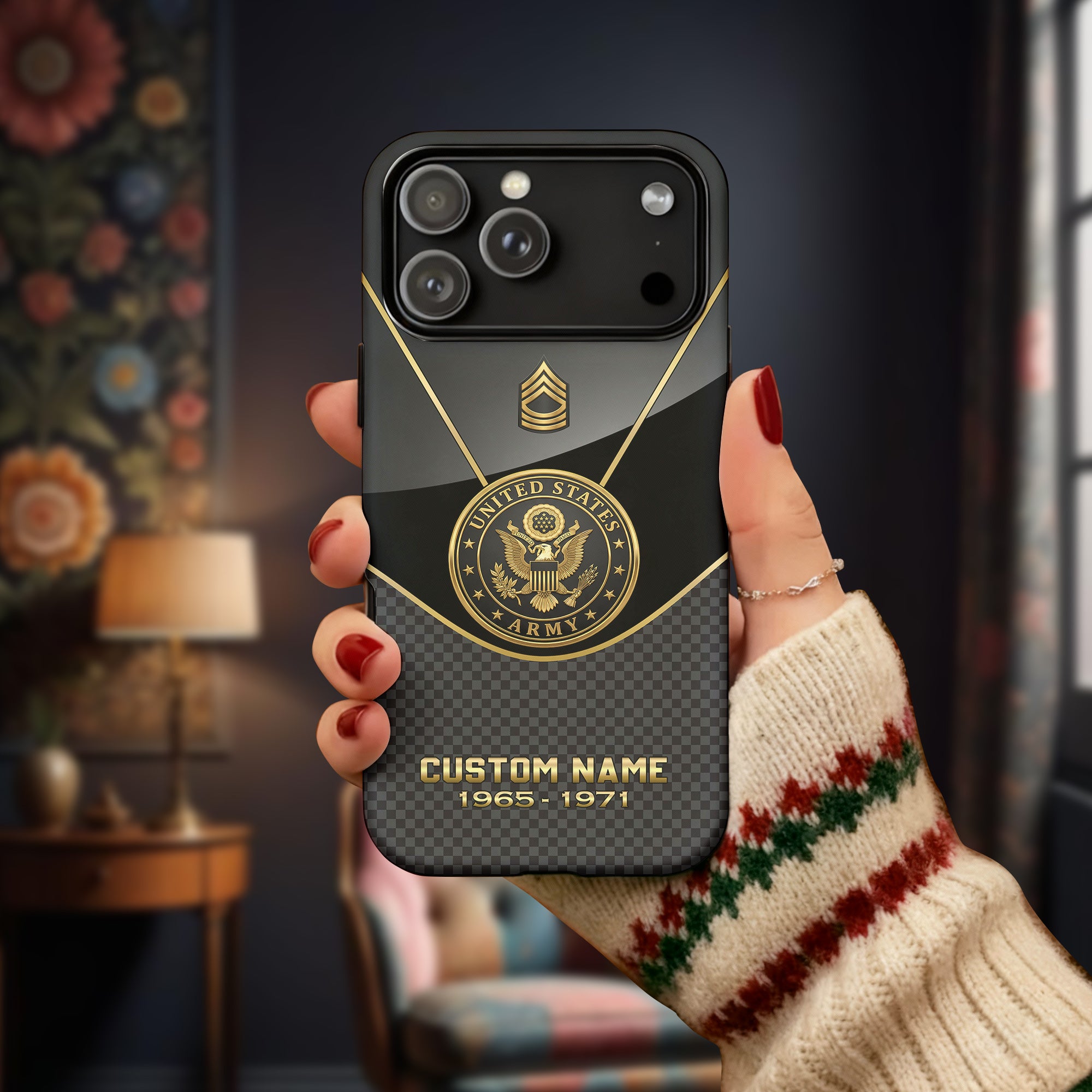 Army Honor in Black and Gold Personalized Phone Case Secondary image