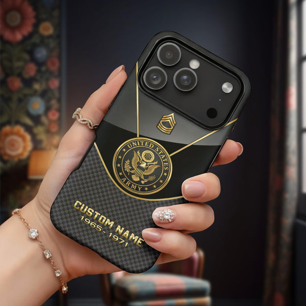Army Honor in Black and Gold Personalized Phone Case
