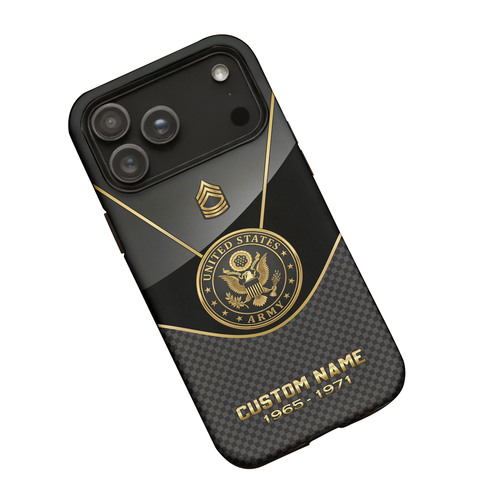 Army Honor in Black and Gold Personalized Phone Case