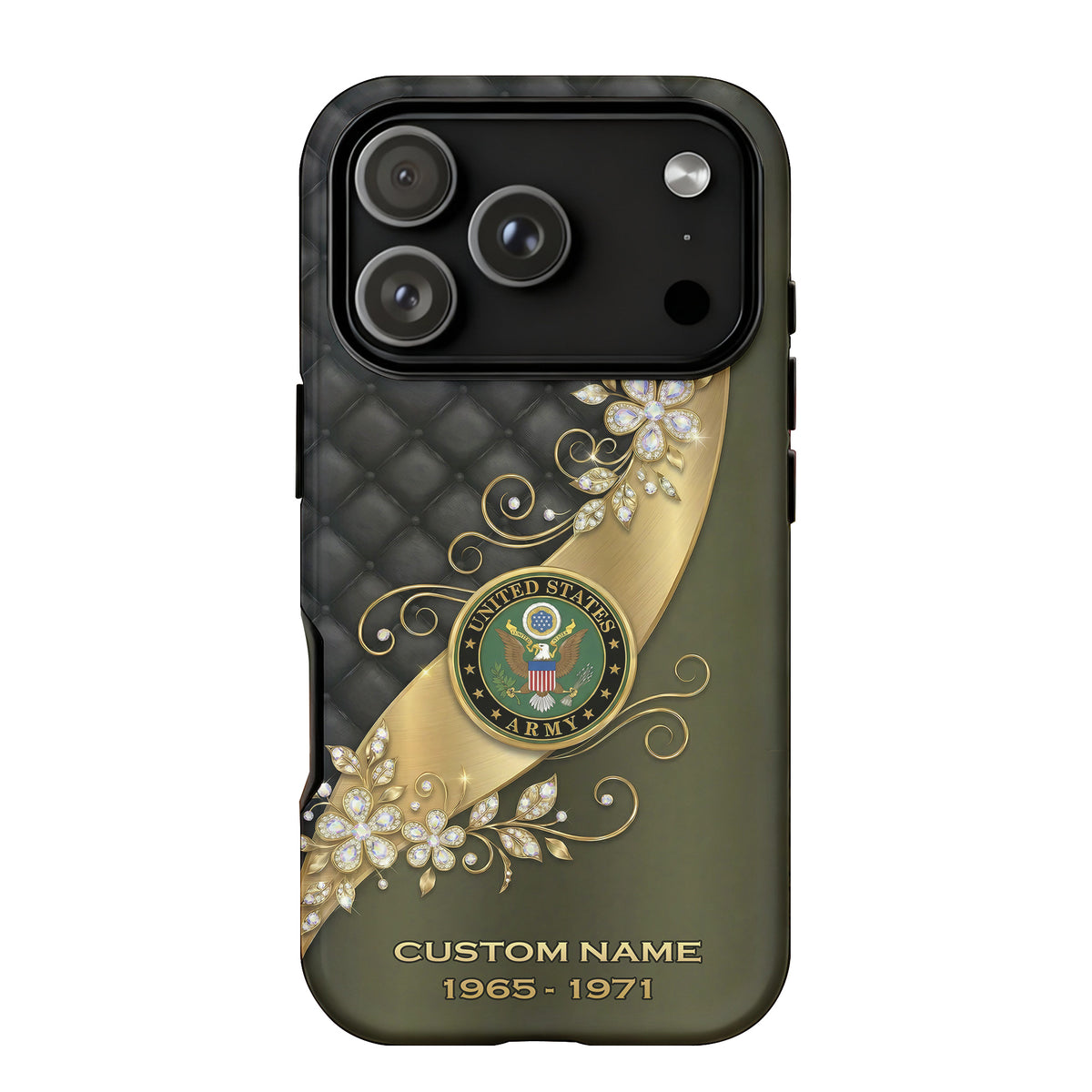 Army Elegance in Gold Personalized Phone Case Main image