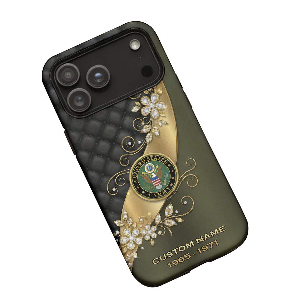 Army Elegance in Gold Personalized Phone Case