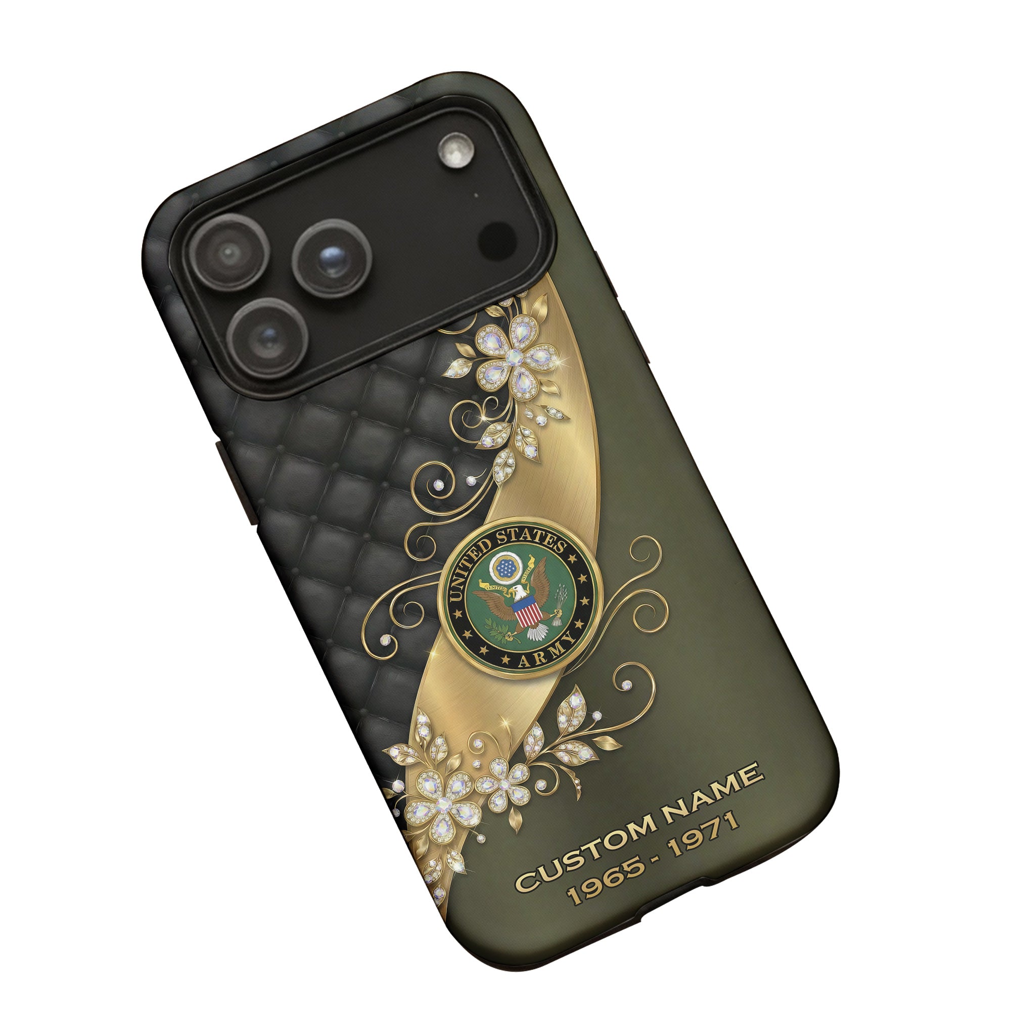 Army Elegance in Gold Personalized Phone Case