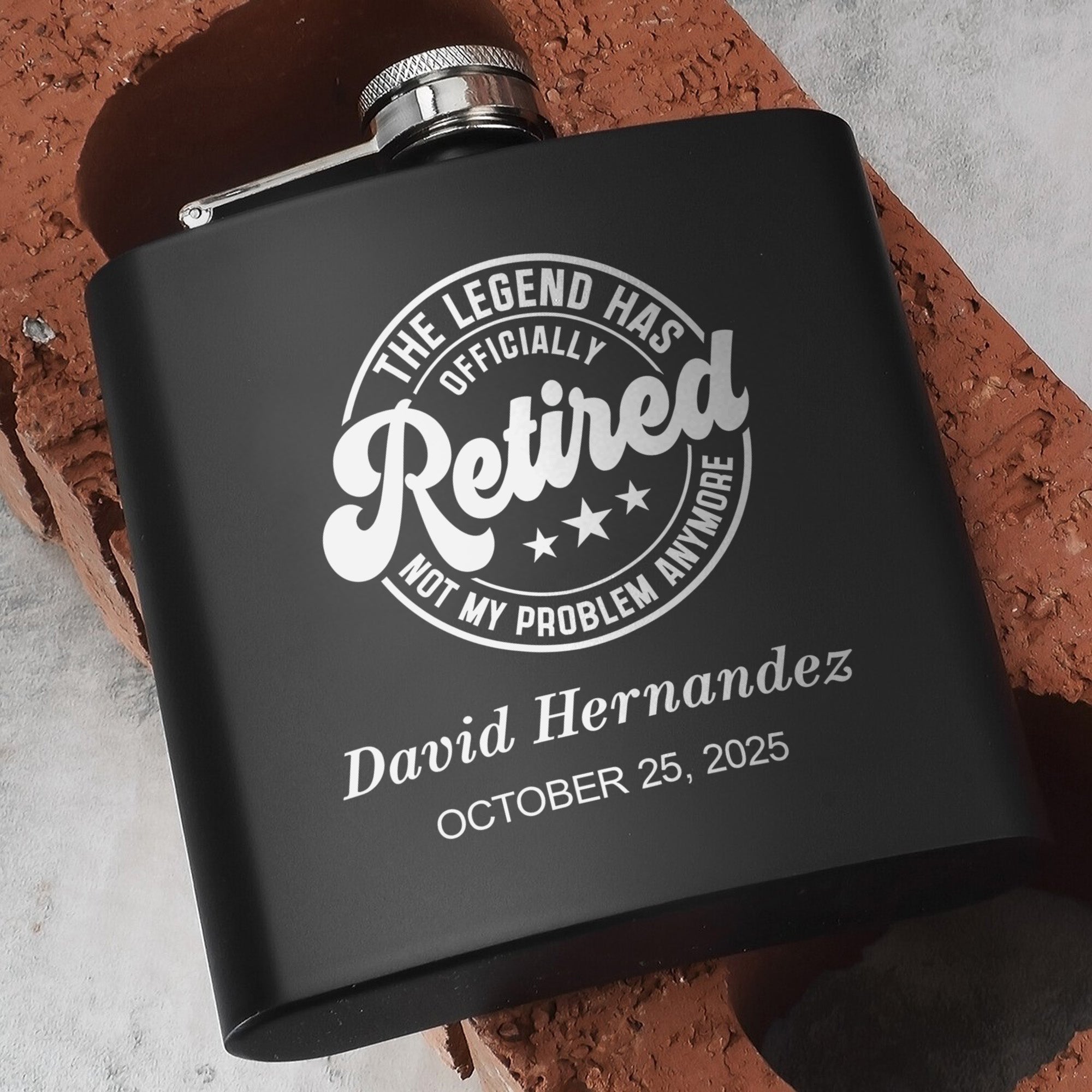 Legendary Retirement Celebration Gift Set Personalized Hip Flask Set