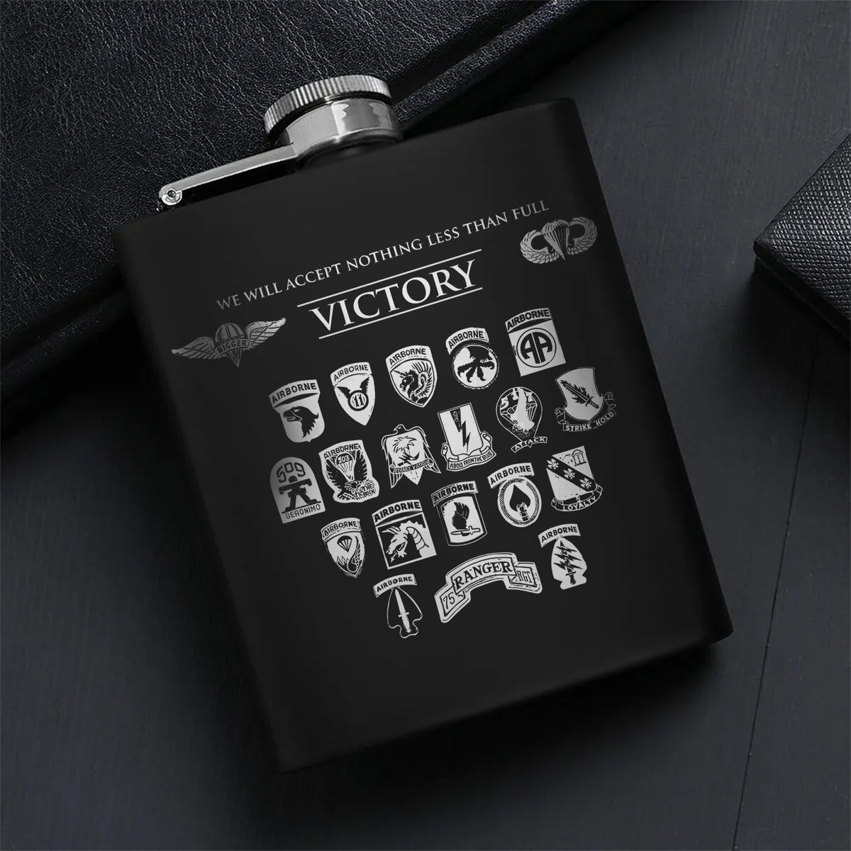 Victory Inspired Gift for Military Enthusiasts Hip Flask Set Main image