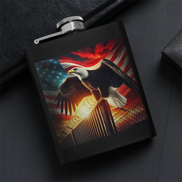 Patriotic Eagle Emblem of Freedom Hip Flask Set