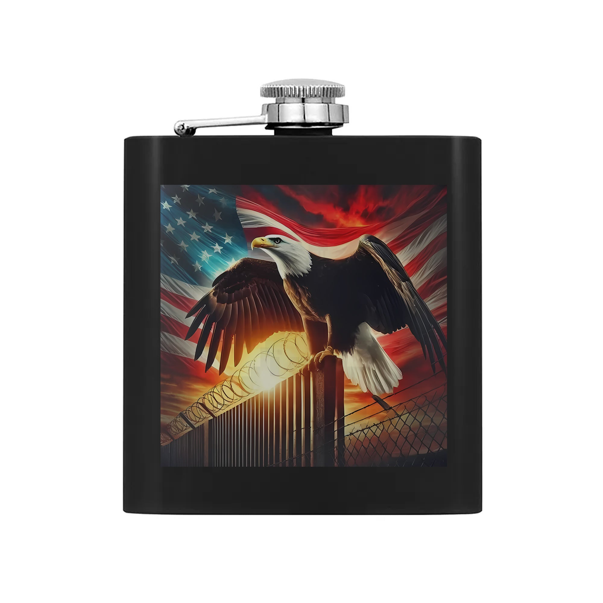 Patriotic Eagle Emblem of Freedom Hip Flask Set