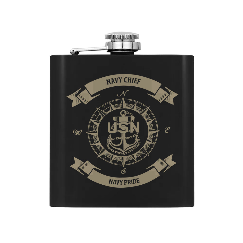 Navy Chief Pride Gift Set Hip Flask Set