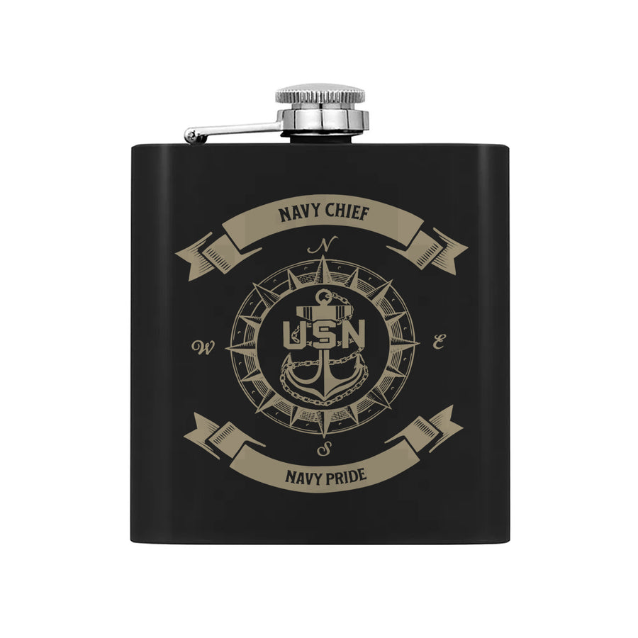 Navy Chief Pride Gift Set Hip Flask Set