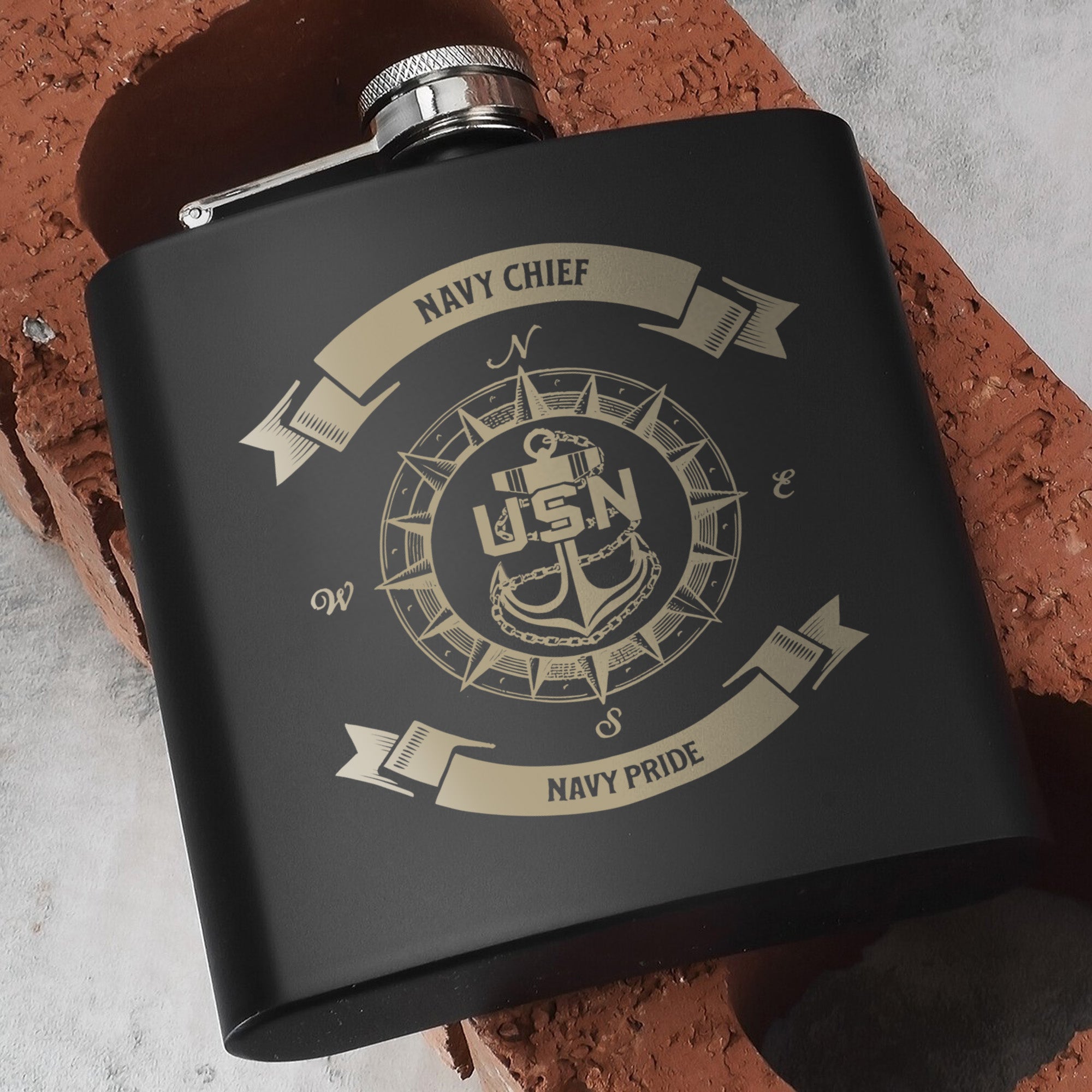 Navy Chief Pride Gift Set Hip Flask Set