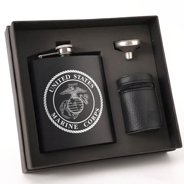Proud Marine Corps Gift Set Hip Flask Set