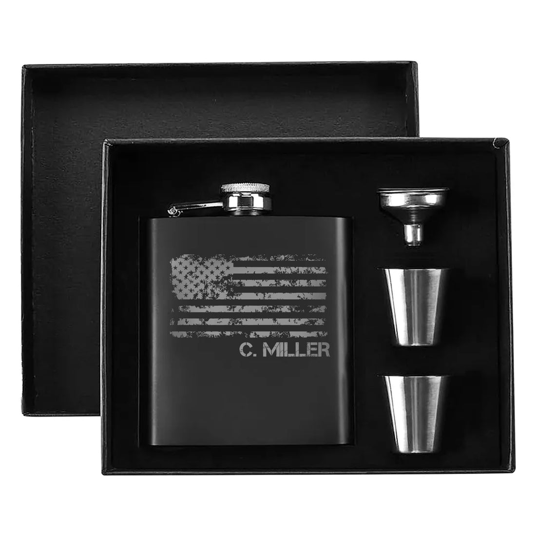 Patriotic Adventure Set for Men Hip Flask Set