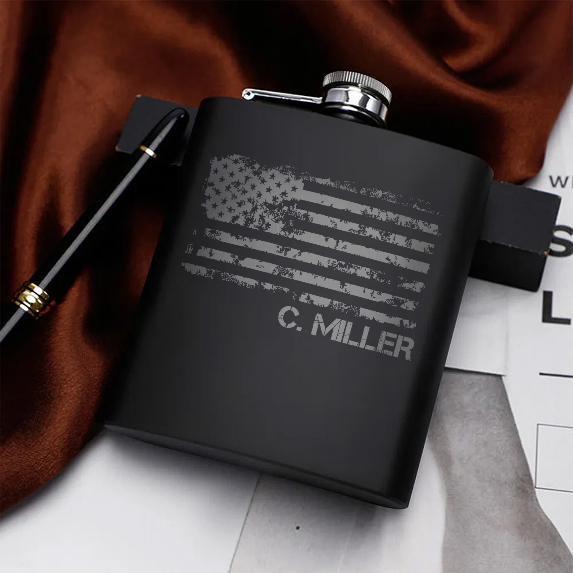 Patriotic Adventure Set for Men Hip Flask Set