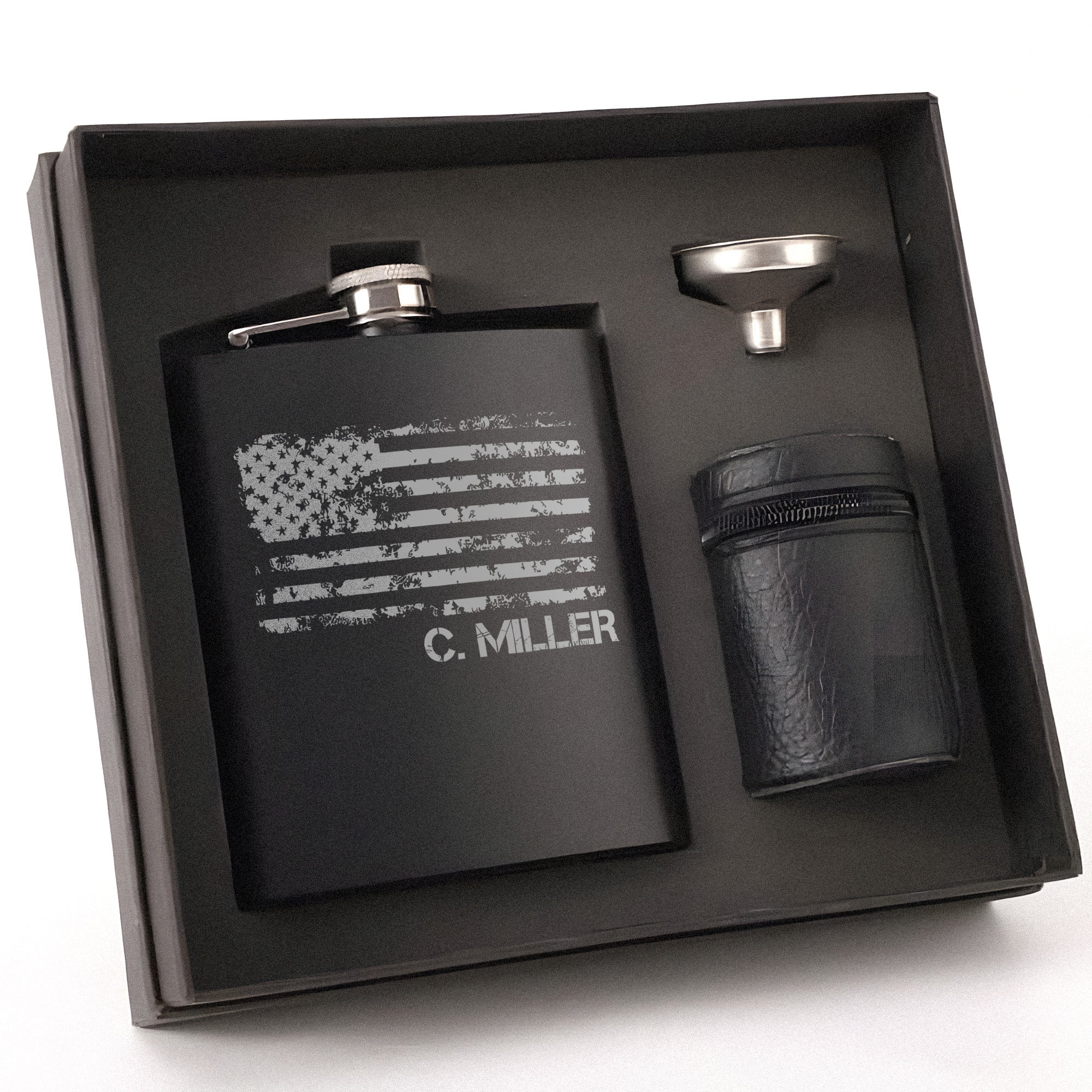 Patriotic Adventure Set for Men Hip Flask Set