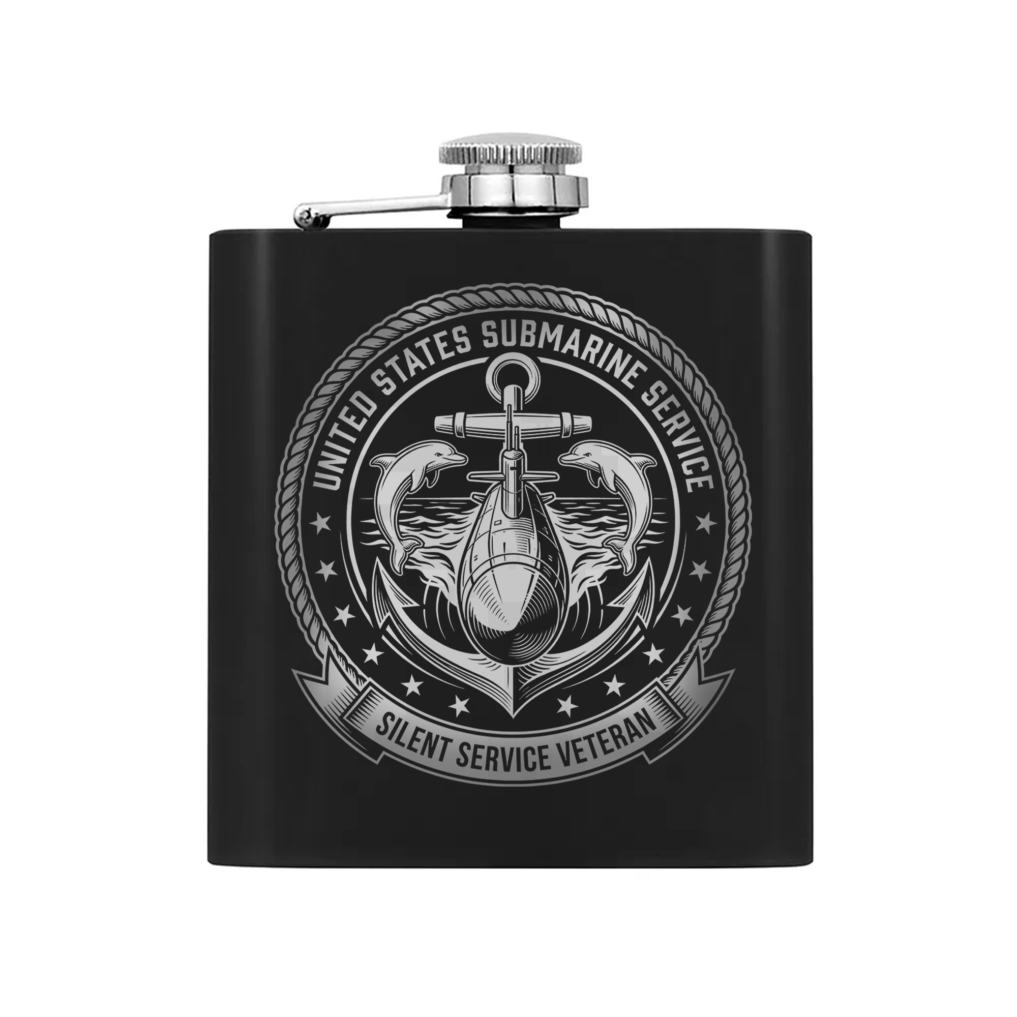 Silent Service Veteran Tribute Gift Hip Flask Set