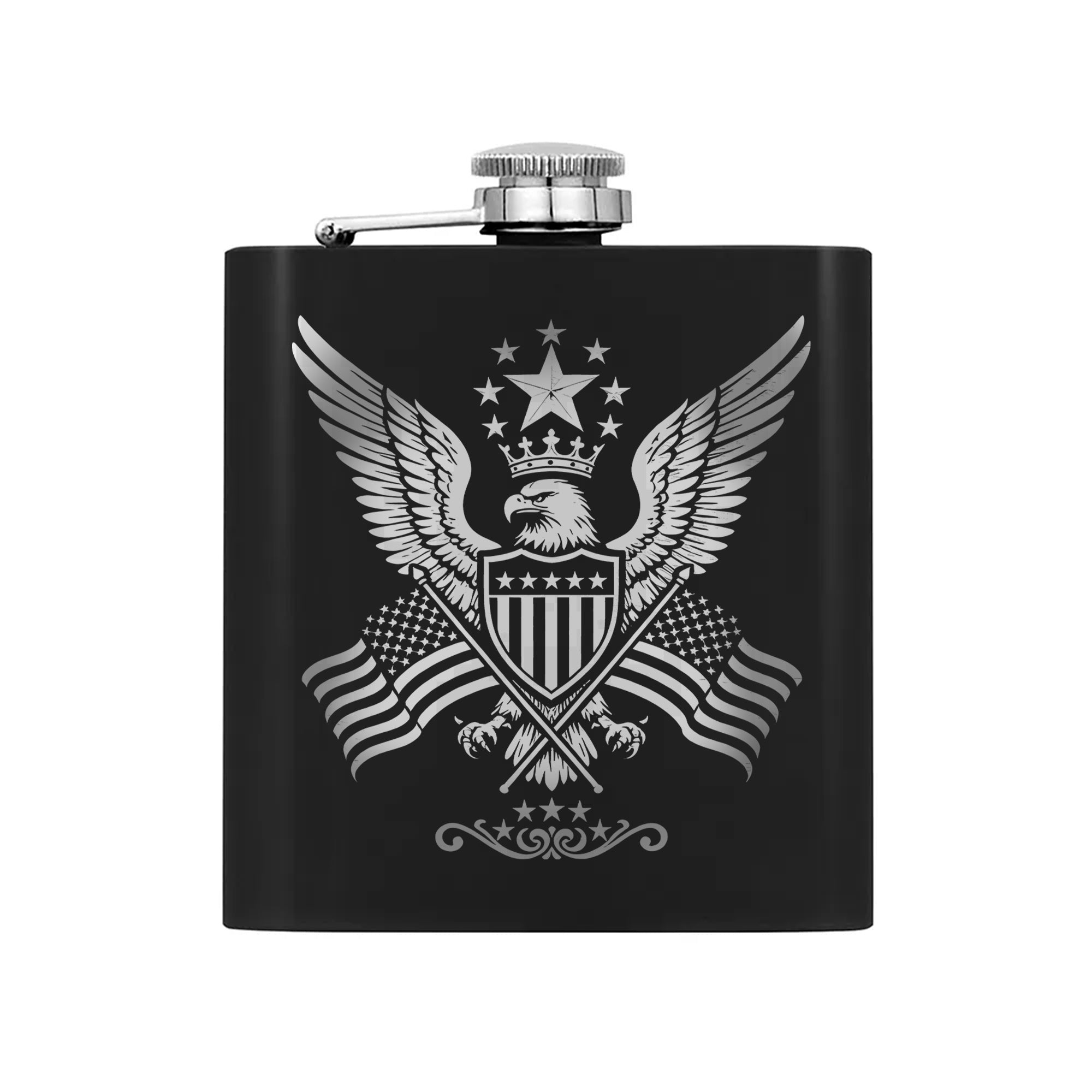 Patriotic Eagle Emblem Design Hip Flask Set