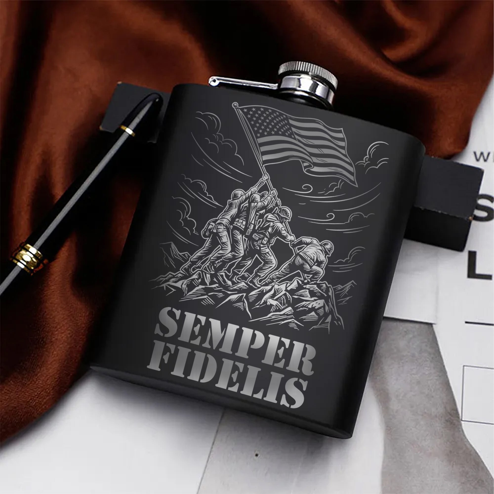 Honor and Valor for Veterans Hip Flask Set