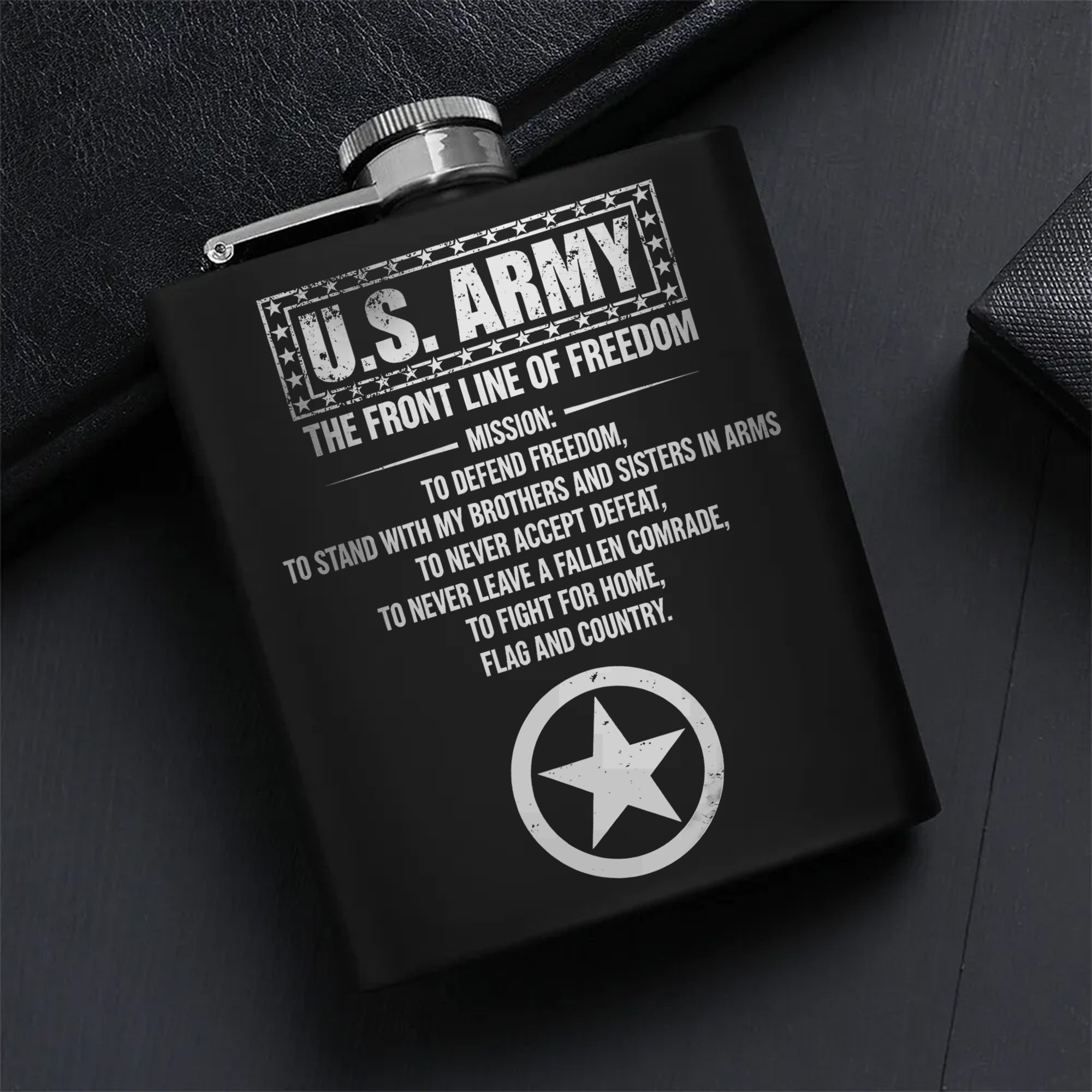 Frontline Freedom for Proud Soldiers Hip Flask Set