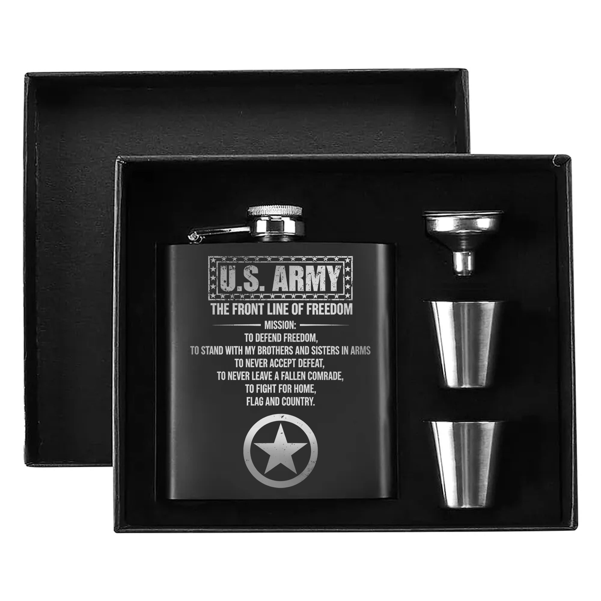 Frontline Freedom for Proud Soldiers Hip Flask Set