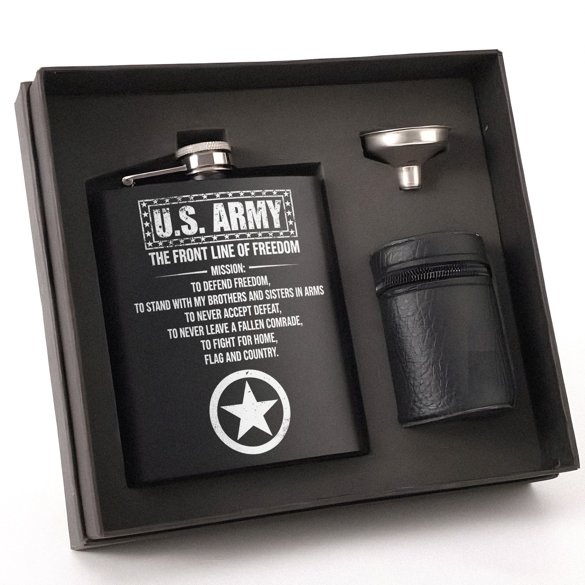 Frontline Freedom for Proud Soldiers Hip Flask Set