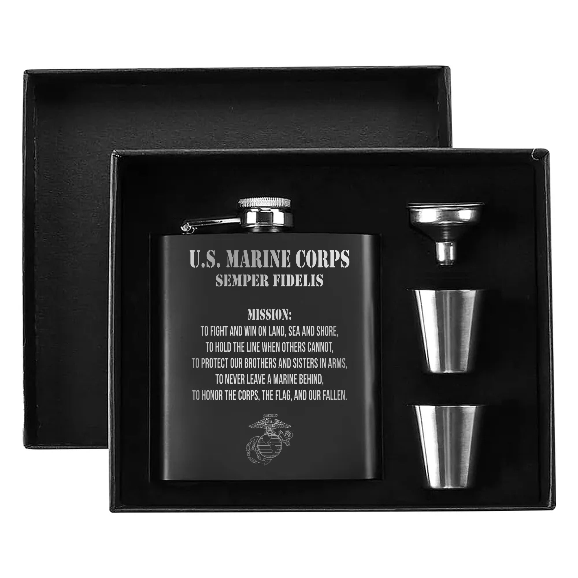 Semper Fidelis Marine Corps Tribute Hip Flask Set