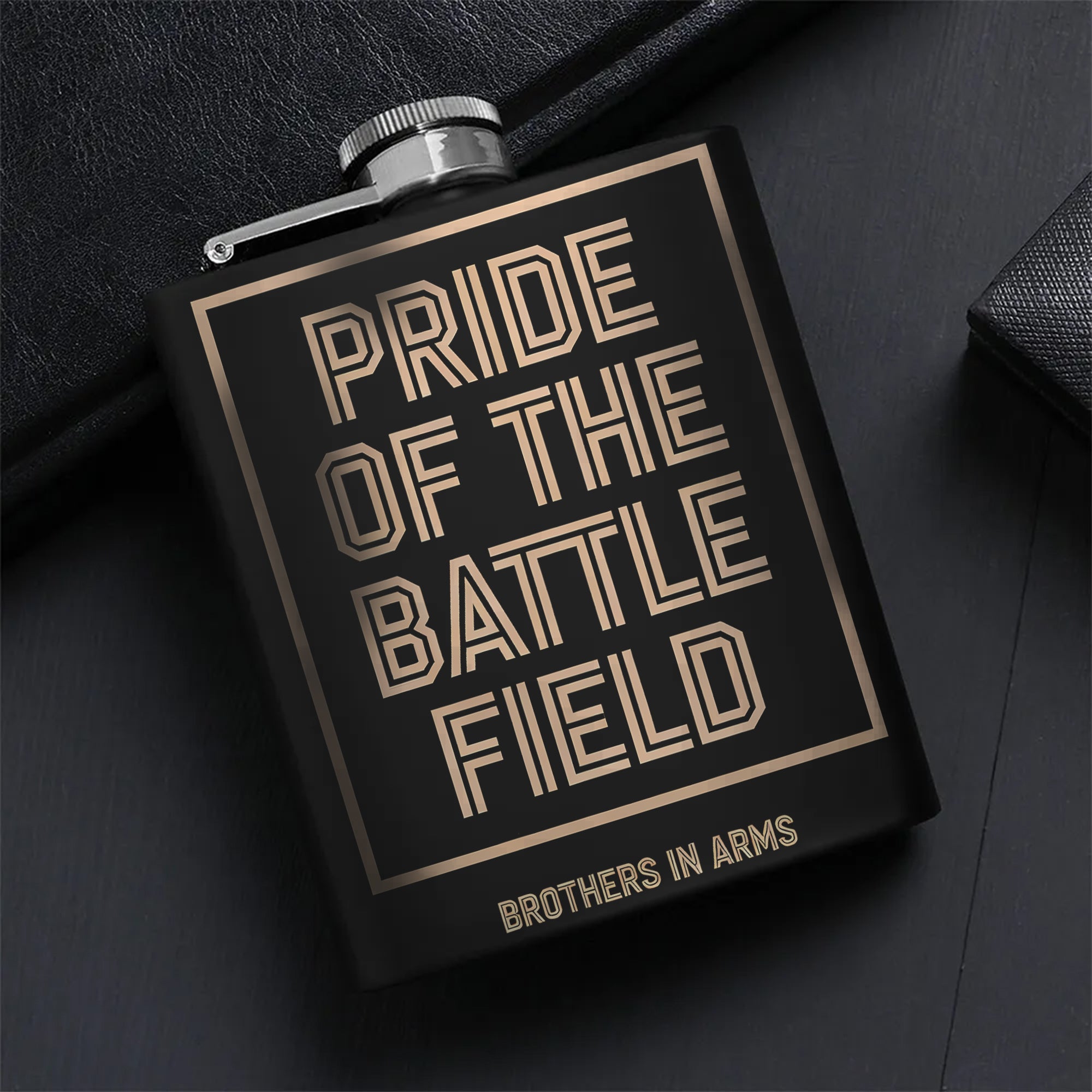 Pride of the Battlefield Gift for Warriors Hip Flask Set