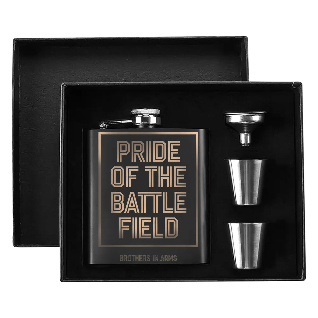 Pride of the Battlefield Gift for Warriors Hip Flask Set
