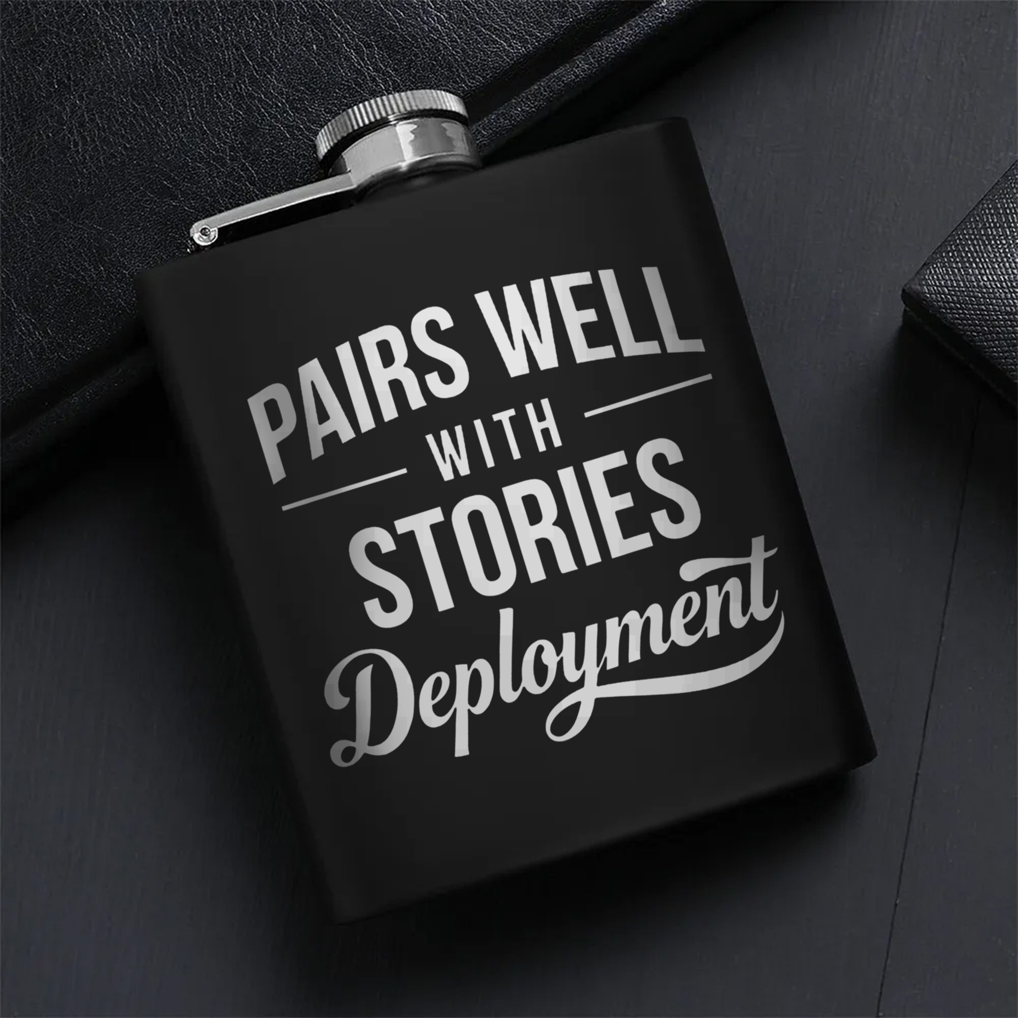 Memorable Moments for Deployment Stories Hip Flask Set