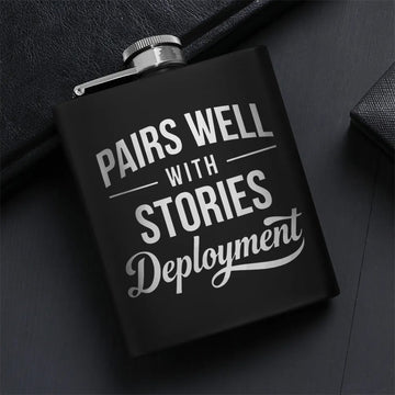 Memorable Moments for Deployment Stories Hip Flask Set