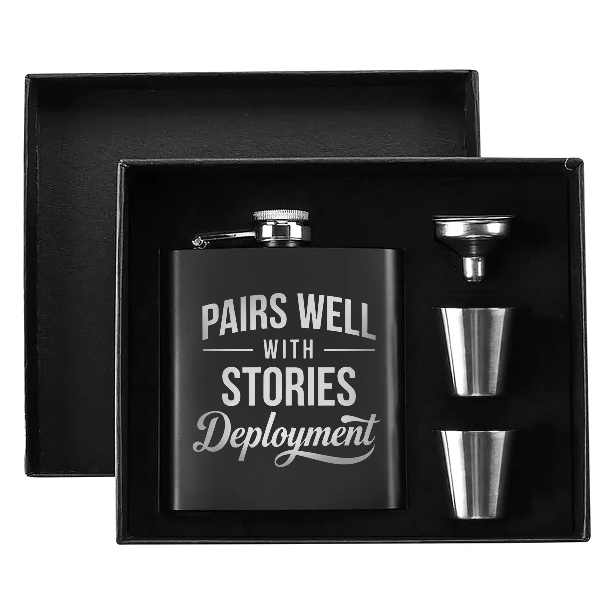 Memorable Moments for Deployment Stories Hip Flask Set