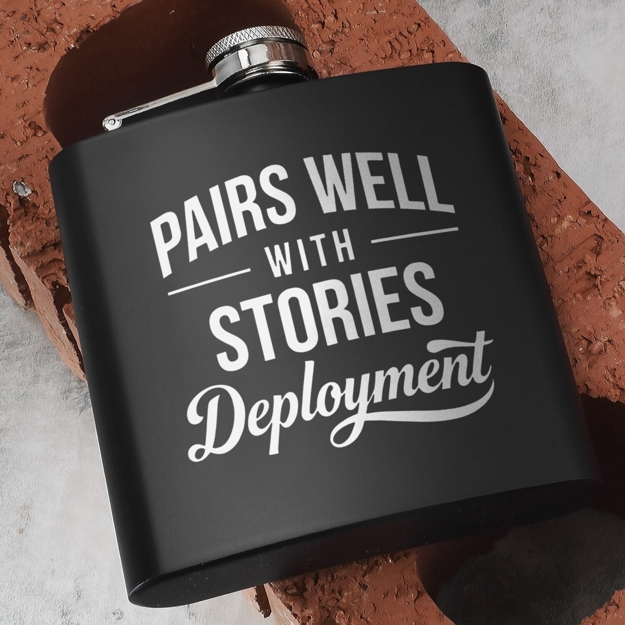 Memorable Moments for Deployment Stories Hip Flask Set