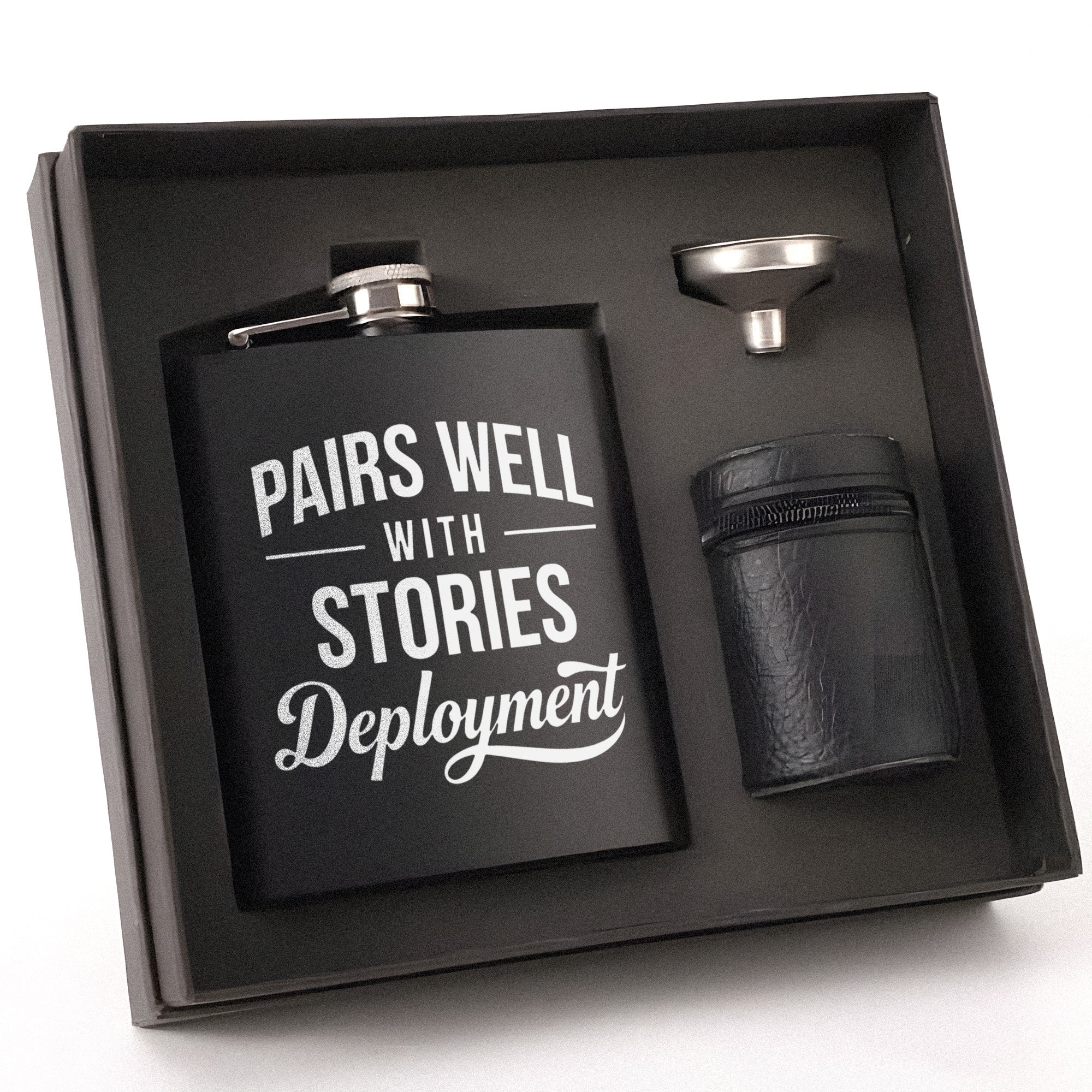 Memorable Moments for Deployment Stories Hip Flask Set