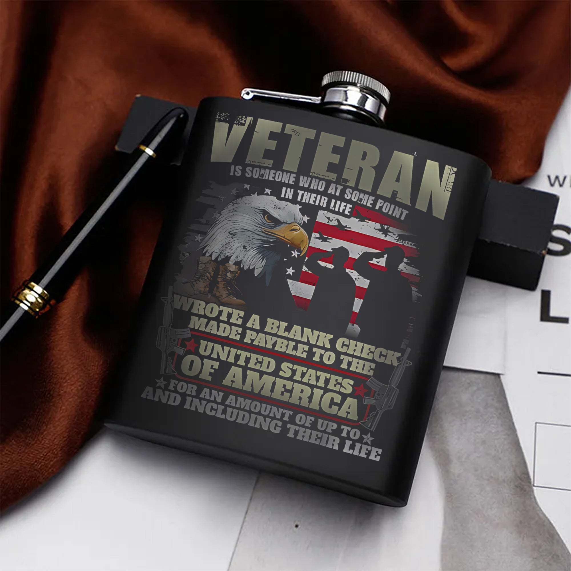 Honoring Our Brave Veterans Hip Flask Set