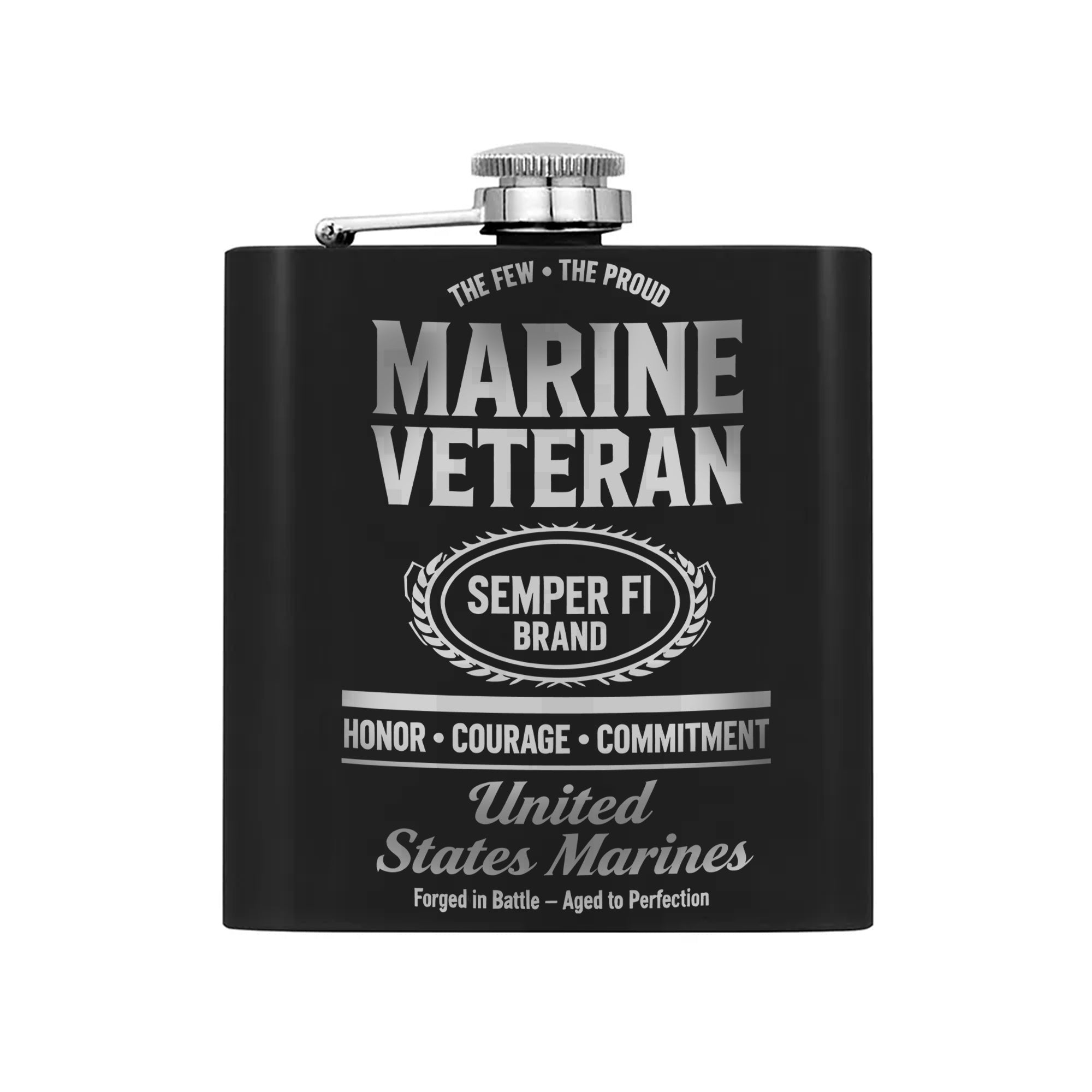 Proud Marine Veteran Tribute Hip Flask Set