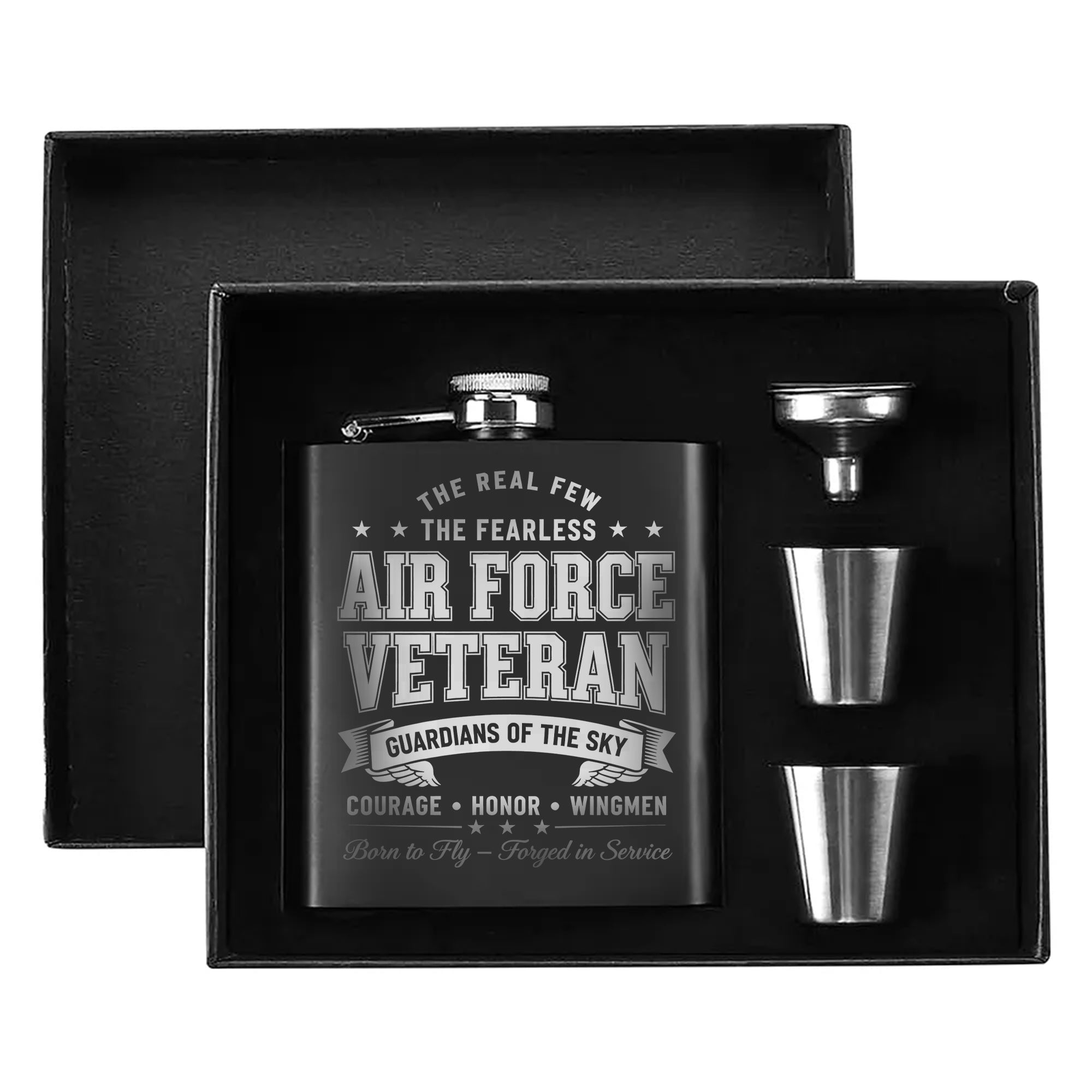 Fearless Air Force Veteran Tribute Hip Flask Set Secondary image