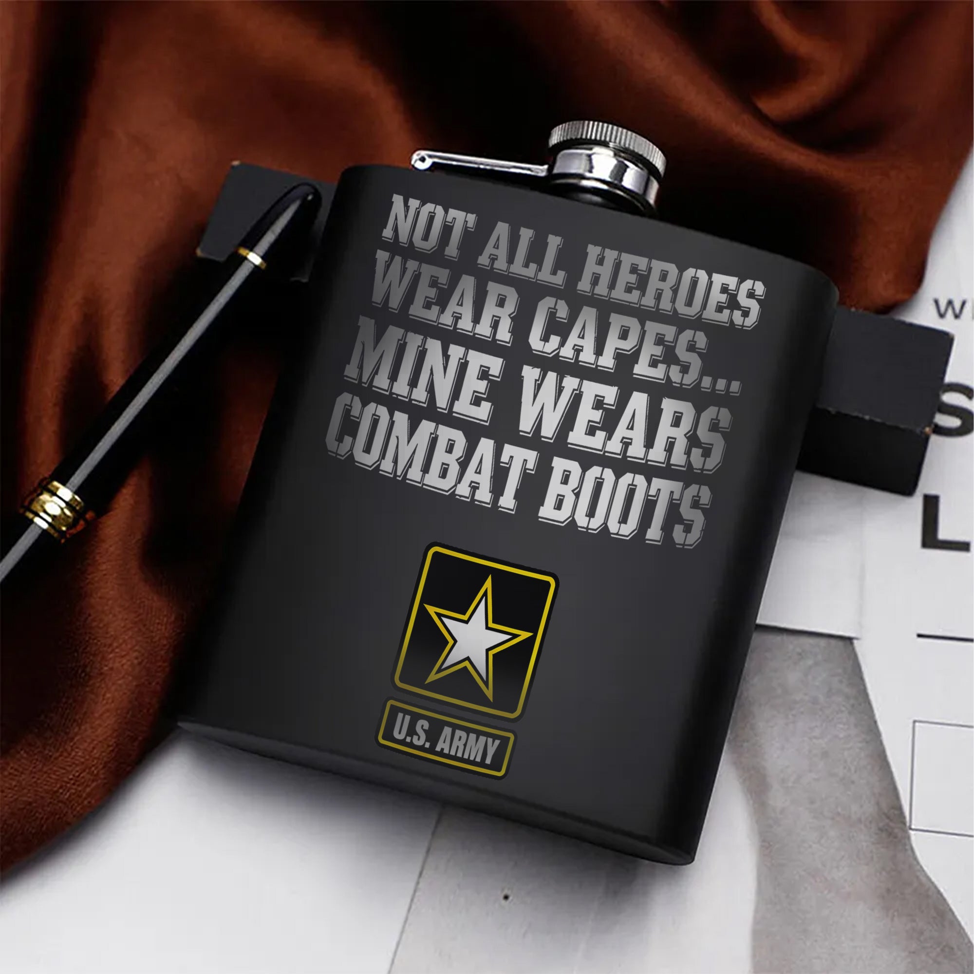 Heroic Tribute to Our Brave Soldiers Hip Flask Set