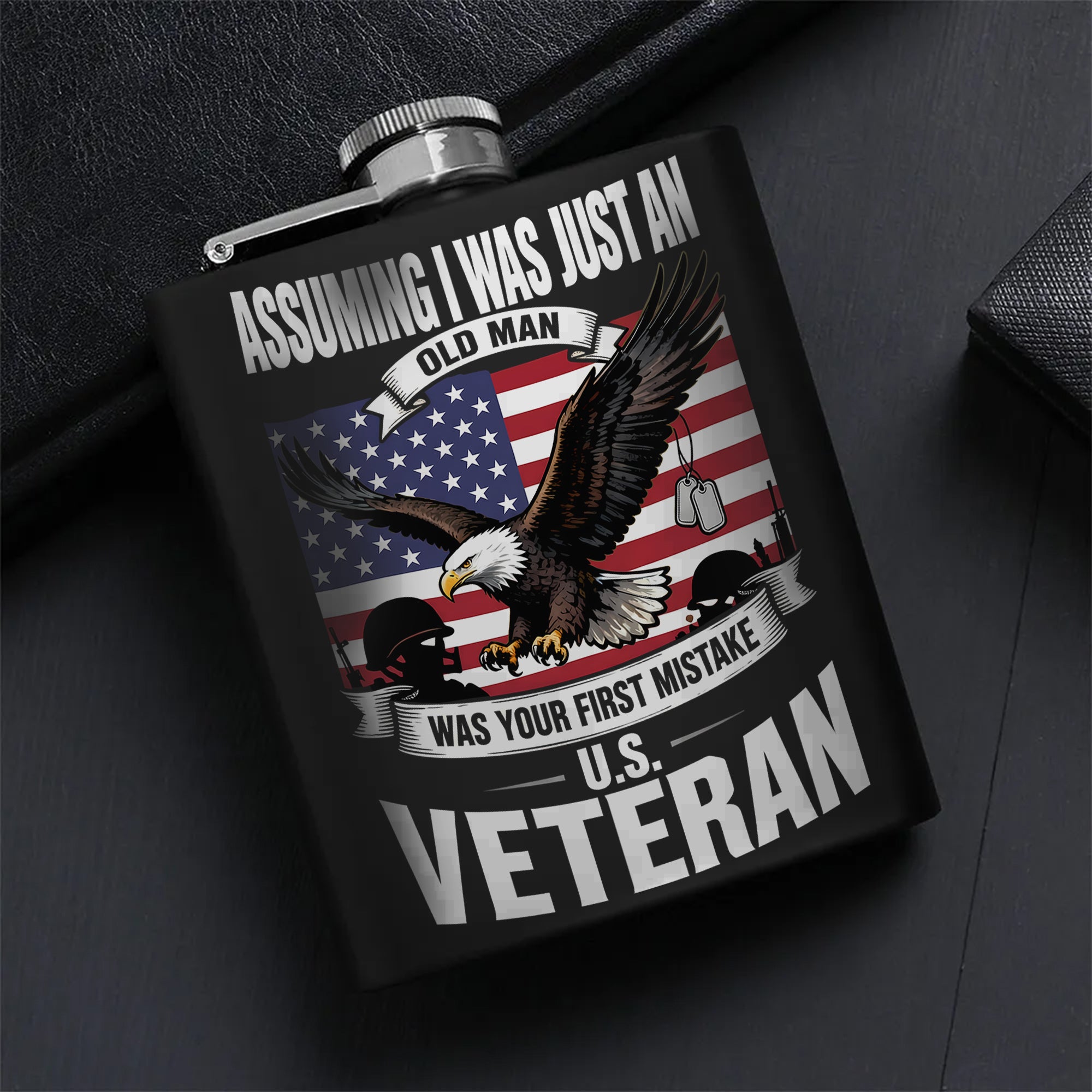 Veteran's Bold Statement of Experience Hip Flask Set