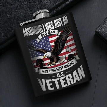 Veteran's Bold Statement of Experience Hip Flask Set
