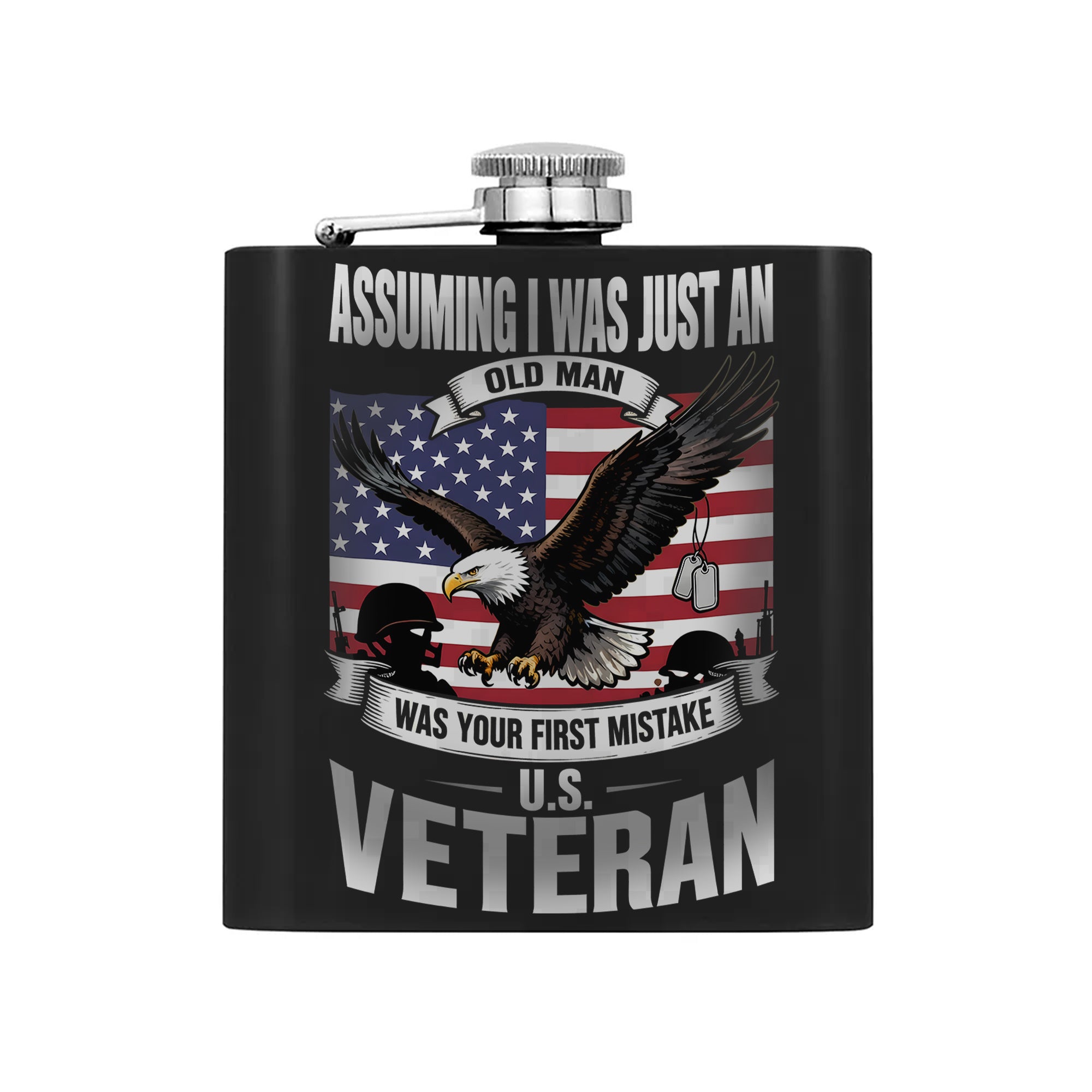 Veteran's Bold Statement of Experience Hip Flask Set