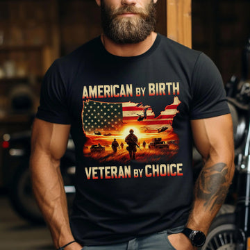 American by Birth Veteran by Choice US Military Patriotic Pride Honoring Service T-Shirt