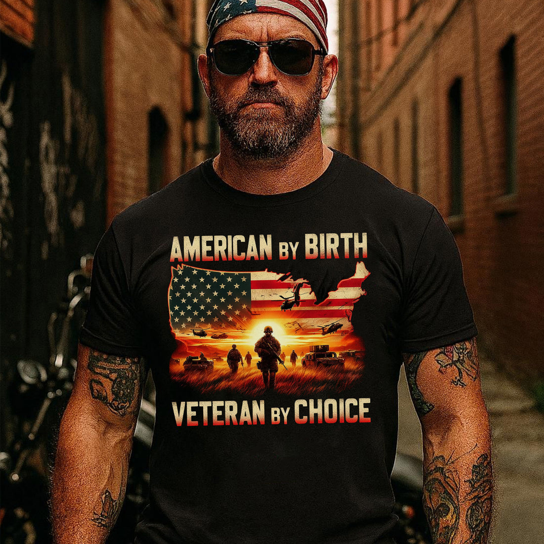 American by Birth Veteran by Choice US Military Patriotic Pride Honoring Service T-Shirt