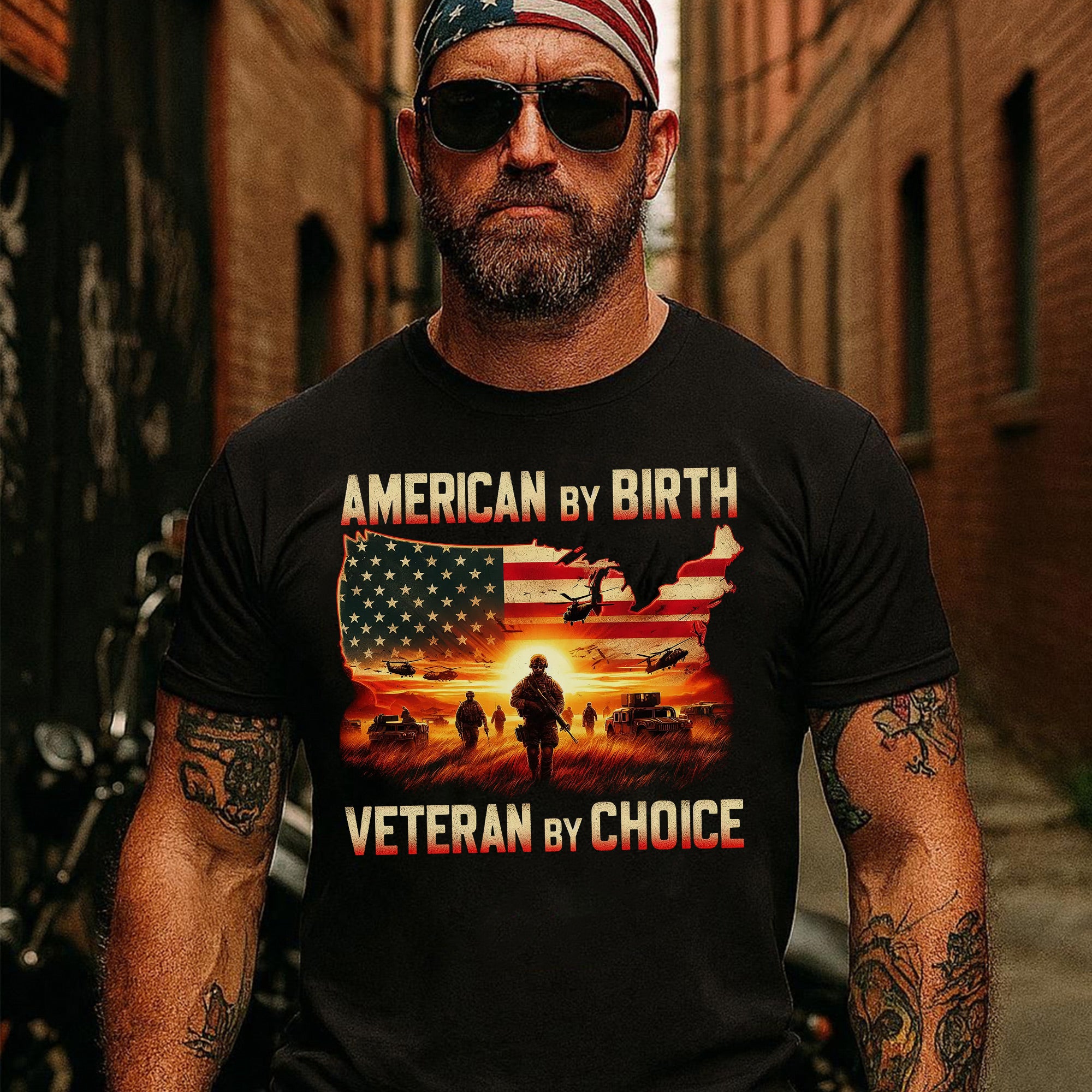 American by Birth Veteran by Choice US Military Patriotic Pride Honoring Service T-Shirt