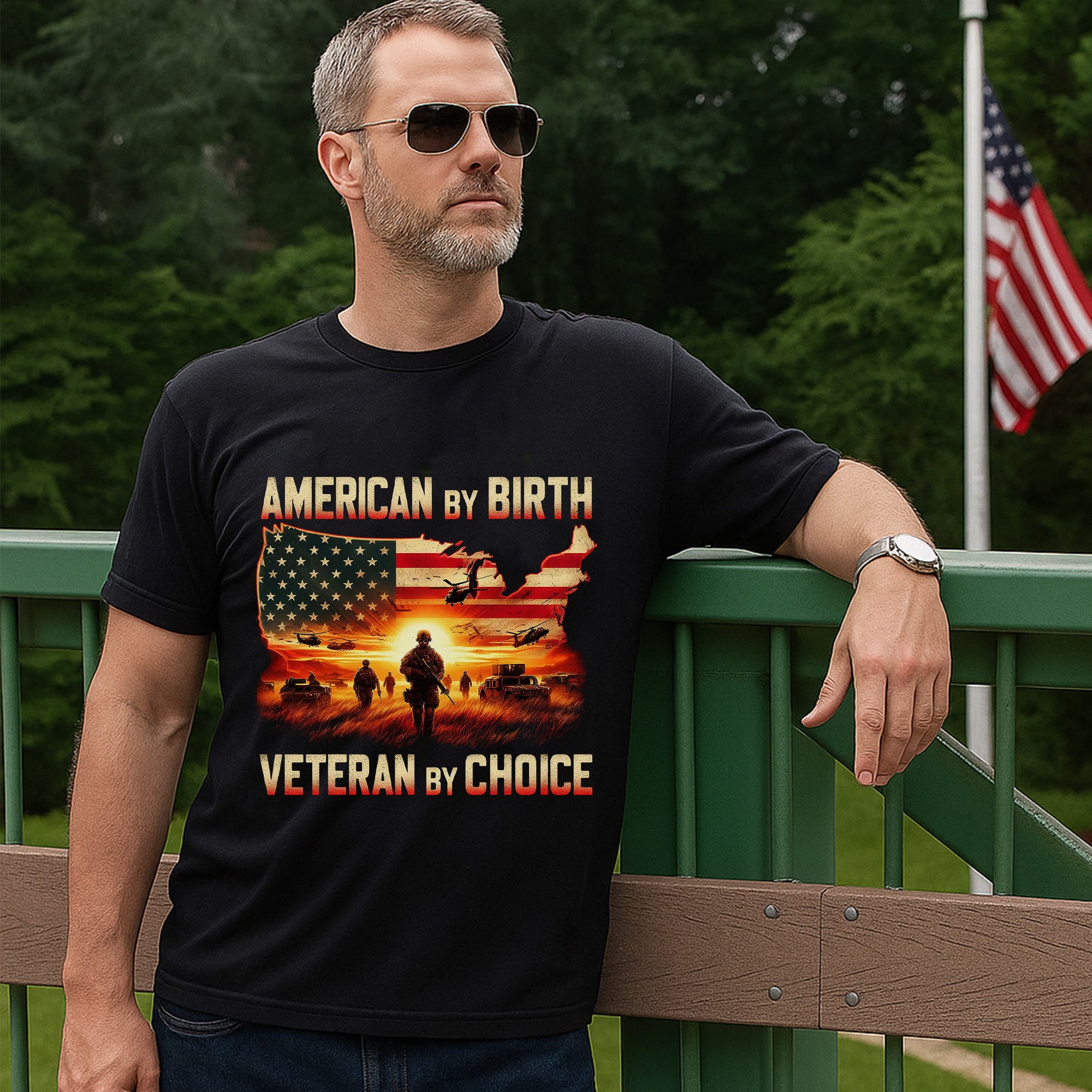 American by Birth Veteran by Choice US Military Patriotic Pride Honoring Service T-Shirt