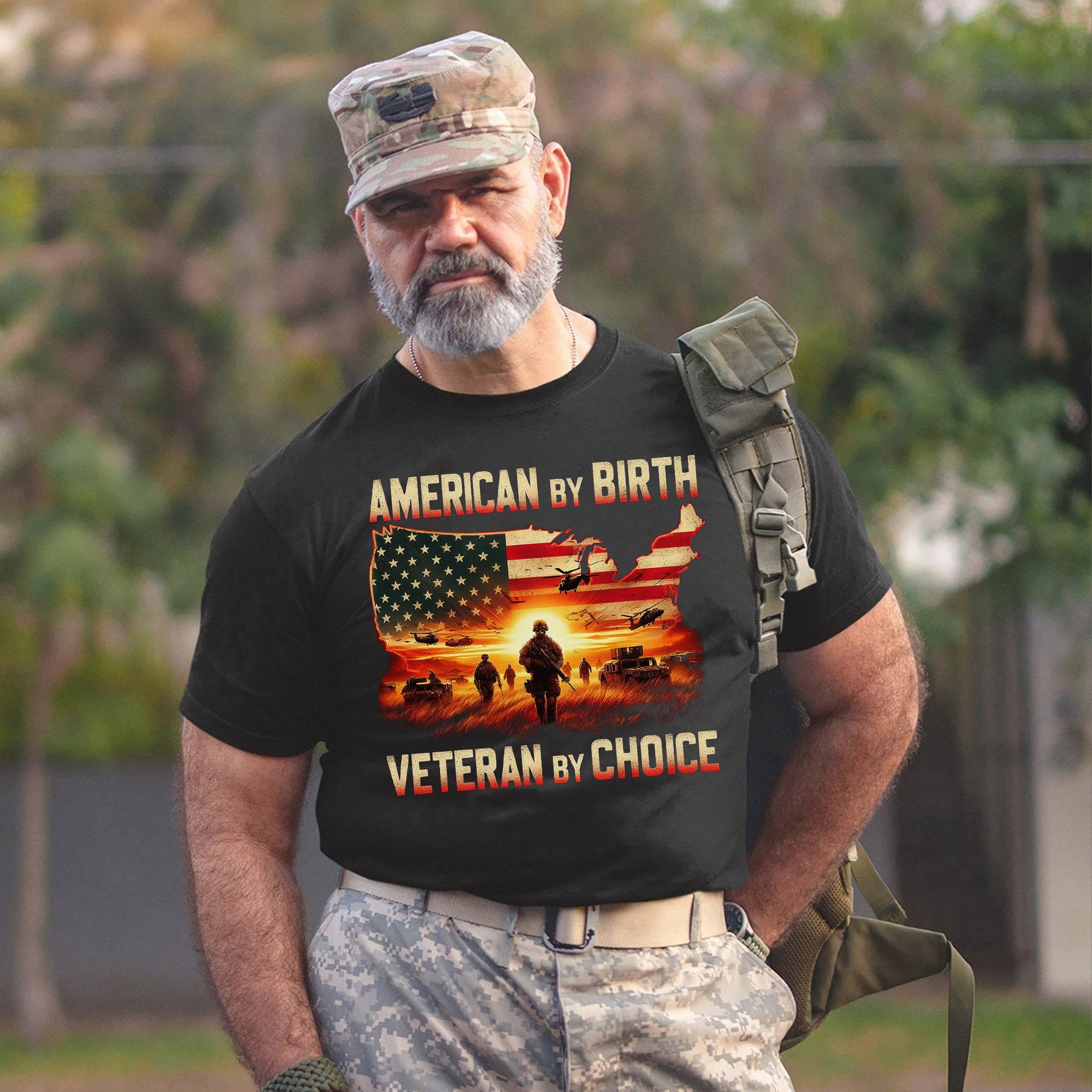American by Birth Veteran by Choice US Military Patriotic Pride Honoring Service T-Shirt