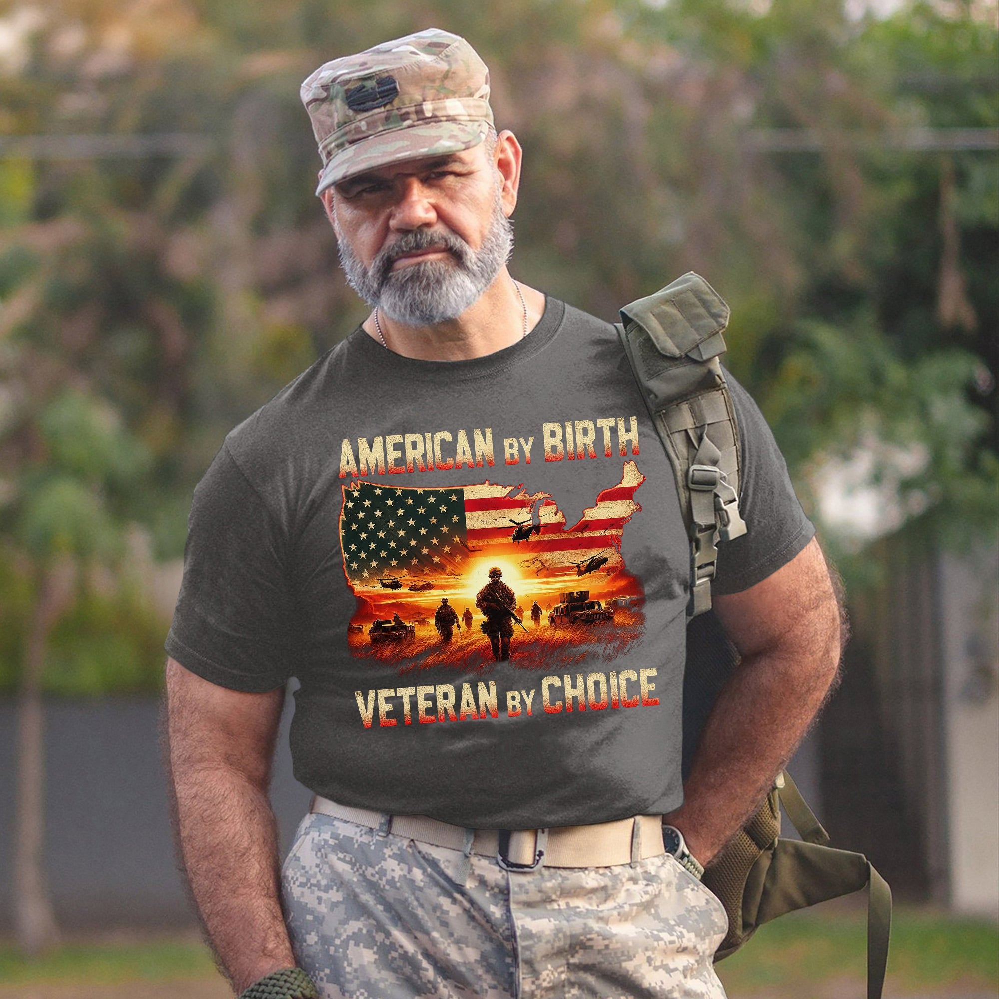American by Birth Veteran by Choice US Military Patriotic Pride Honoring Service T-Shirt
