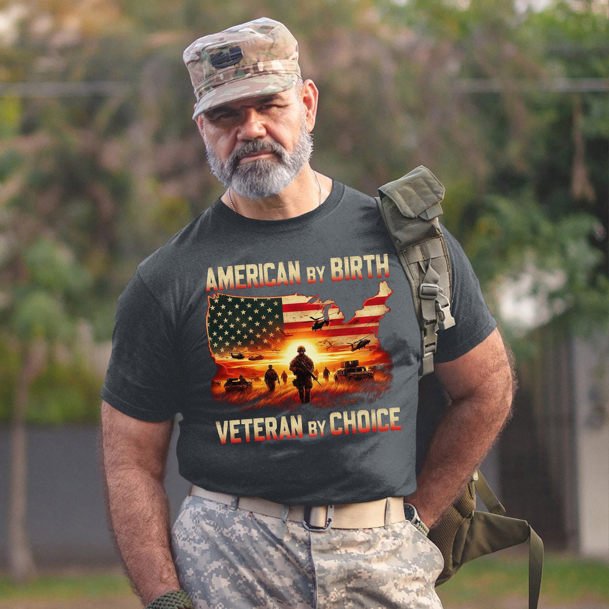 American by Birth Veteran by Choice US Military Patriotic Pride Honoring Service T-Shirt