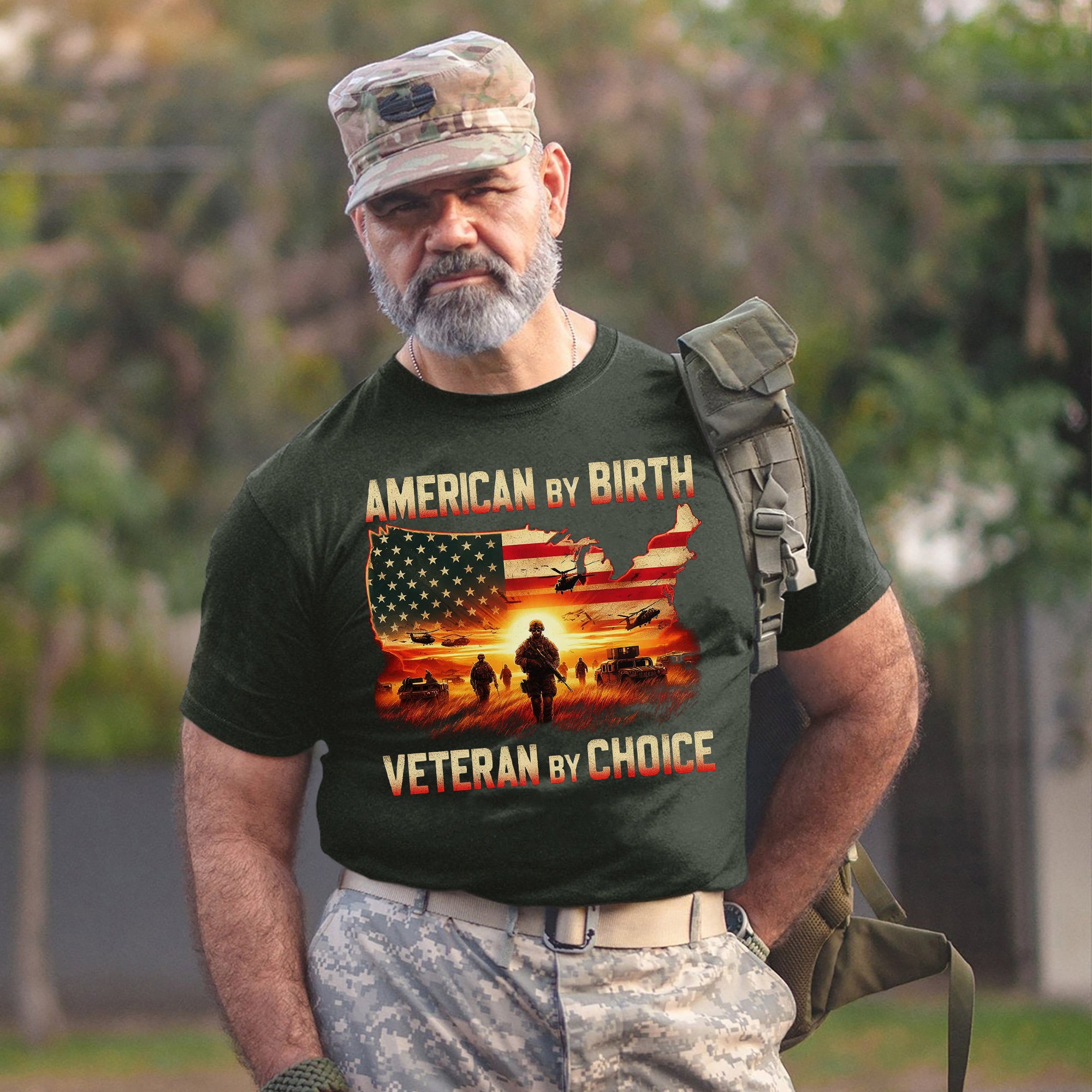American by Birth Veteran by Choice US Military Patriotic Pride Honoring Service T-Shirt