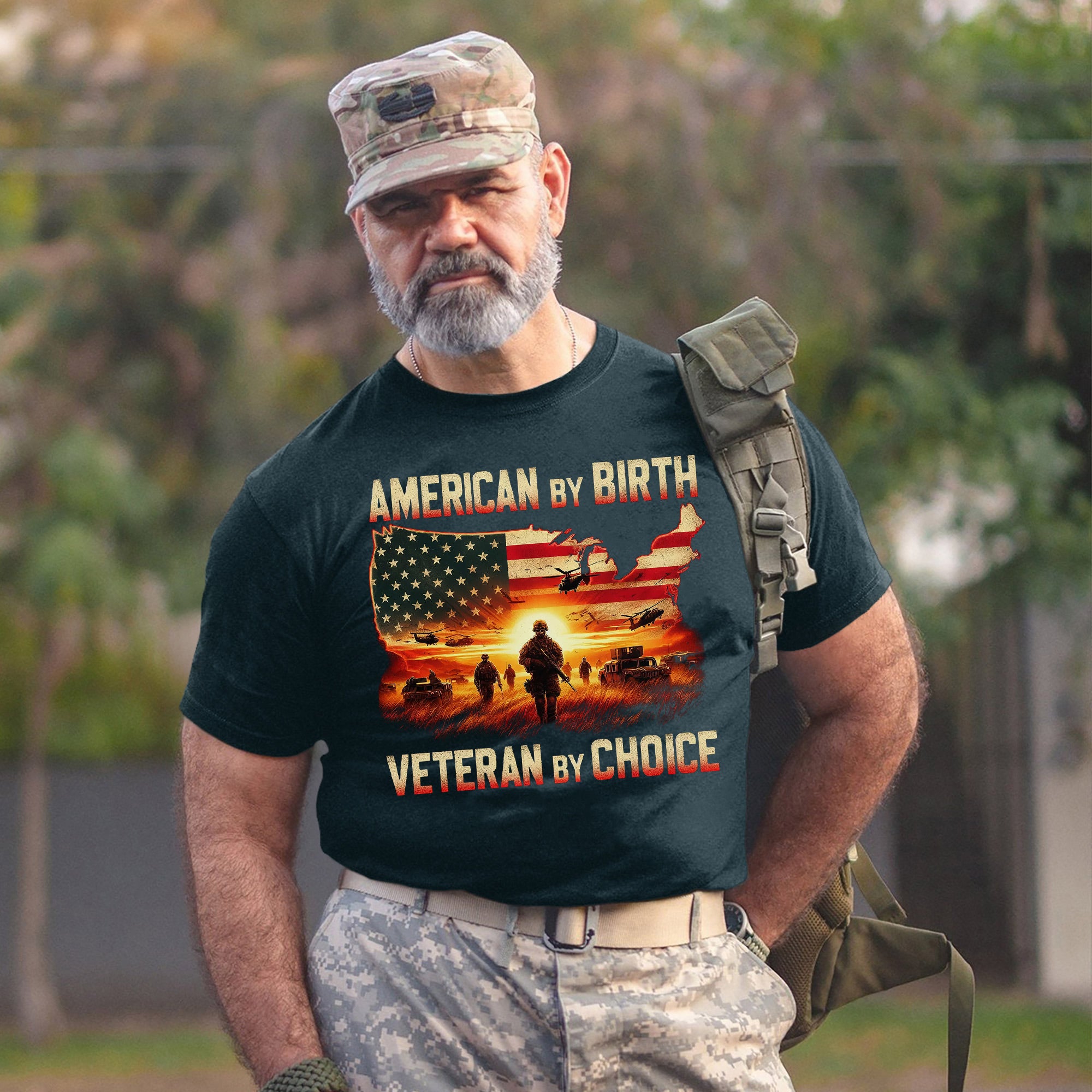 American by Birth Veteran by Choice US Military Patriotic Pride Honoring Service T-Shirt