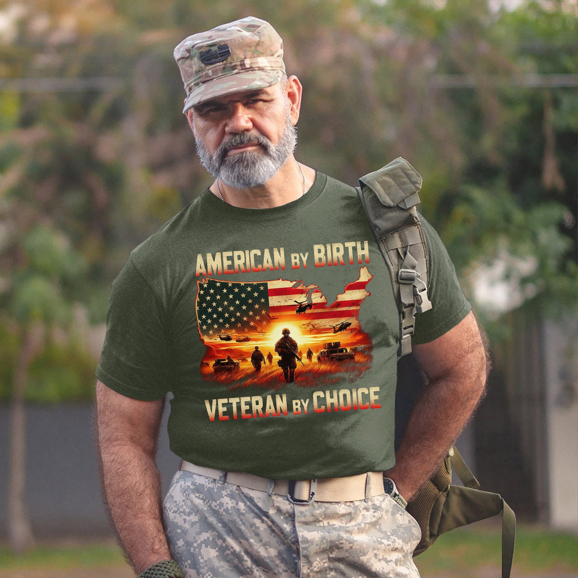 American by Birth Veteran by Choice US Military Patriotic Pride Honoring Service T-Shirt