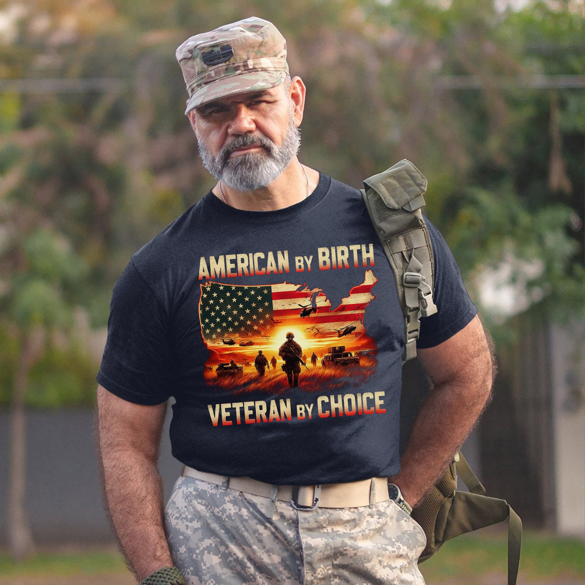 American by Birth Veteran by Choice US Military Patriotic Pride Honoring Service T-Shirt