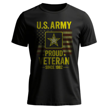US Army Proud Veteran Military Patriotic T-Shirt